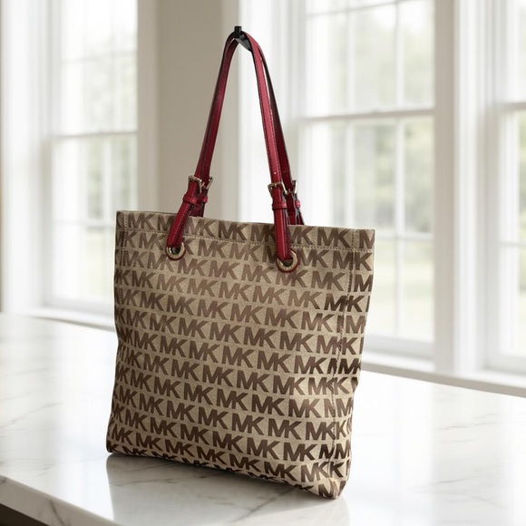 Authentic Michael Kors Signature Tan Pink Tote Bag! - Picture 2 of 14